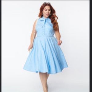Sky blue tie neck Magnolia Place dress